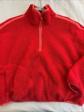 Old Navy Red Teddy Jacket Half-Zip